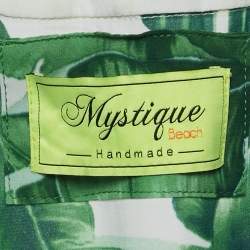 Mystique Beach Green/White Leaf Print Kimono and Samui Pants Set S
