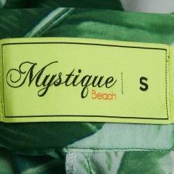Mystique Beach Green/White Leaf Print Kimono and Samui Pants Set S