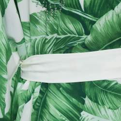 Mystique Beach Green/White Leaf Print Kimono and Samui Pants Set S