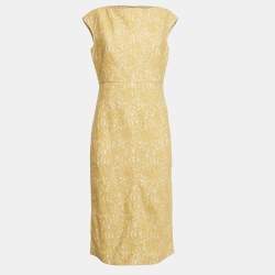 Nº21 Yellow Lace Sleeveless Midi Dress M