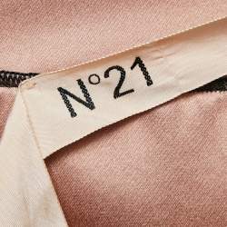 Nº21 Black Silk and Velvet Ruffled Pencil Skirt M
