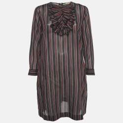 Pre Owned N°21 Striped Cotton Ruffled Alma Dress M