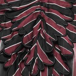 N21 Burgundy/Black Striped Cotton Blend Long Sleeve Short Dress M 