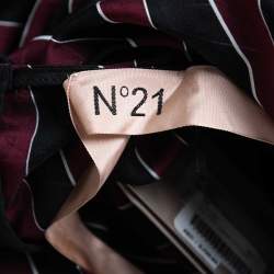N21 Burgundy/Black Striped Cotton Blend Long Sleeve Short Dress M 