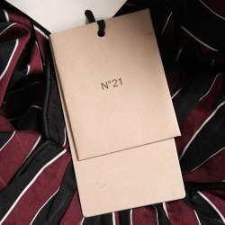 N21 Burgundy/Black Striped Cotton Blend Long Sleeve Short Dress M 