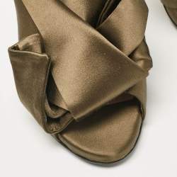 Pre Owned Nº21 Olive Green Satin Raso Knot Sandals Size 40