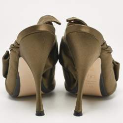 Pre Owned Nº21 Olive Green Satin Raso Knot Sandals Size 40