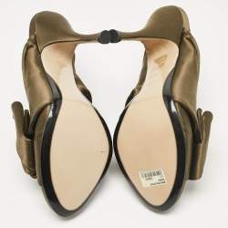 Pre Owned Nº21 Olive Green Satin Raso Knot Sandals Size 40