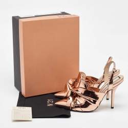 N21 Metallic Rose Gold Leather Lamé Slingback Mules Size 40