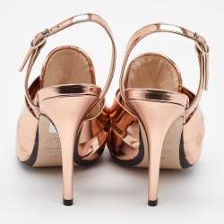 N21 Metallic Rose Gold Leather Lamé Slingback Mules Size 40