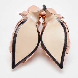 N21 Metallic Rose Gold Leather Lamé Slingback Mules Size 40