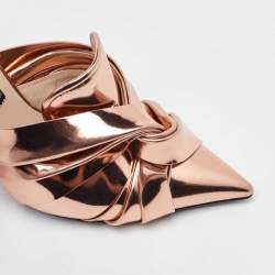 N21 Metallic Rose Gold Leather Lamé Slingback Mules Size 40