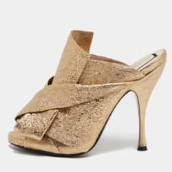 Nº21 Gold Leather Raso Knot Mules Size 40
