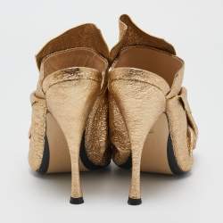 Nº21 Gold Leather Raso Knot Mules Size 40