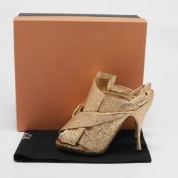 Nº21 Gold Leather Raso Knot Mules Size 40