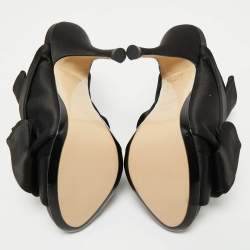 Pre Owned Nº21 Black Satin Raso Knot Peep Toe Mules Size 36.5