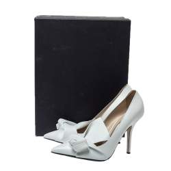 Pre Owned N21 White Leather Knot Pointed Toe Pumps Size 42