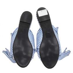 Pre Owned Nº21 Blue/White Satin Knot Flat Slides Size 39