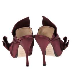 Pre Owned Nº21 Burgundy Satin Raso Knot Peep Toe Mules Size 39