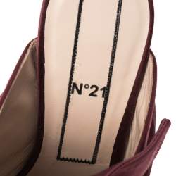 Pre Owned Nº21 Burgundy Satin Raso Knot Peep Toe Mules Size 39