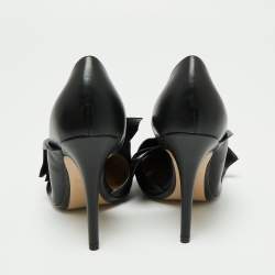 Pre Owned N21 Black Leather Knot D'orsay Pointed Toe Pumps Size 38.5