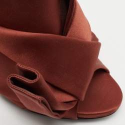 Nº21 Brown Satin Raso Knot Mules Size 40.5