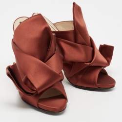 Nº21 Brown Satin Raso Knot Mules Size 40.5