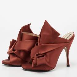 Nº21 Brown Satin Raso Knot Mules Size 40.5