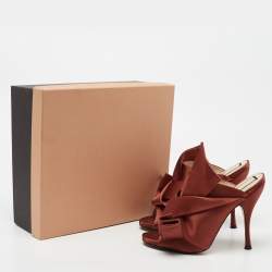 Nº21 Brown Satin Raso Knot Mules Size 40.5