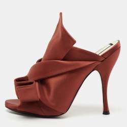 Nº21 Brown Satin Raso Knot Mules Size 40.5