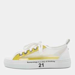 Pre Owned N21 White/Yellow Leather and PVC Low Top Sneakers Size 40
