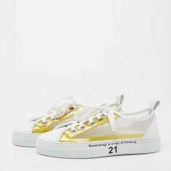 Pre Owned N21 White/Yellow Leather and PVC Low Top Sneakers Size 40