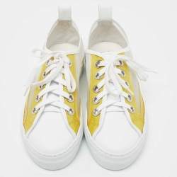 Pre Owned N21 White/Yellow Leather and PVC Low Top Sneakers Size 40