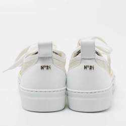 Pre Owned N21 White/Yellow Leather and PVC Low Top Sneakers Size 40