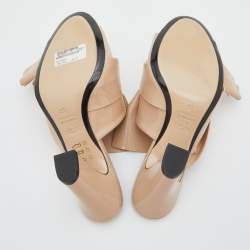 N21 Beige Patent Leather Raso Knot Block Heel Mules Size 38