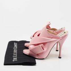 Pre Owned Nº21 Pink Satin Raso Knotted Mules Size 39.5