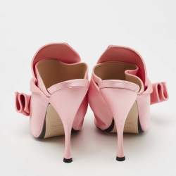 Pre Owned Nº21 Pink Satin Raso Knotted Mules Size 39.5