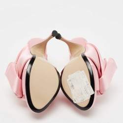 Pre Owned Nº21 Pink Satin Raso Knotted Mules Size 39.5