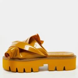 N21 x Kartell Mustard Knotted Jelly Platform Slides Size 38