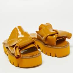 N21 x Kartell Mustard Knotted Jelly Platform Slides Size 38