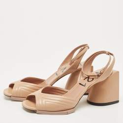 N21 Beige Leather Ankle Strap Block Heel Sandals Size 40