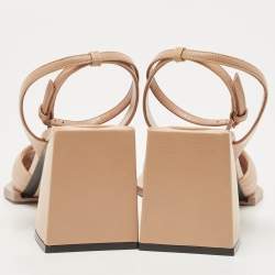 N21 Beige Leather Ankle Strap Block Heel Sandals Size 40