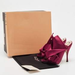 Pre Owned Nº21 Ronny Burgundy Satin Knot Slide Size 36