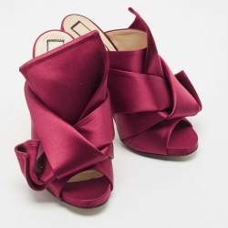 Pre Owned Nº21 Ronny Burgundy Satin Knot Slide Size 36
