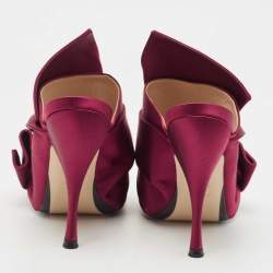 Pre Owned Nº21 Ronny Burgundy Satin Knot Slide Size 36