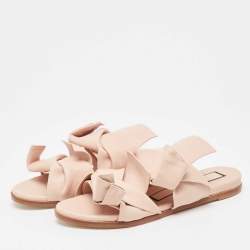 N21 Beige Leather Knot  Slide Flats Size 37