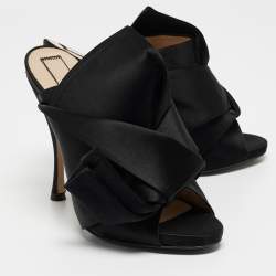 N21 Black Satin Knot  Pointed Toe Slide Sandals Size 38