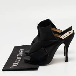 N21 Black Satin Knot  Pointed Toe Slide Sandals Size 38