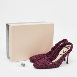 Nº21 Burgundy Crochet Slingback Pumps Size 40