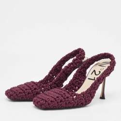 Nº21 Burgundy Crochet Slingback Pumps Size 40